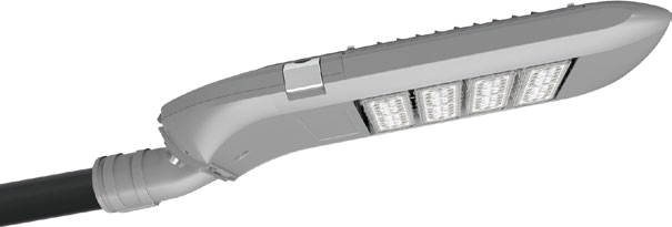 複数のLEDモジュールを備えた道路用照明器具の側面